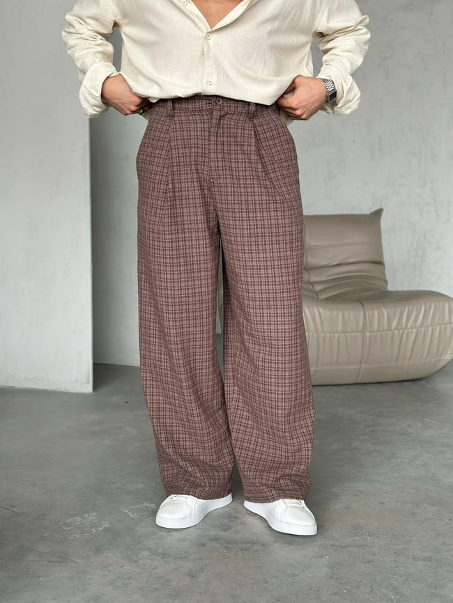 Old Money Baggy Kumaş Pantolon Kahverengi