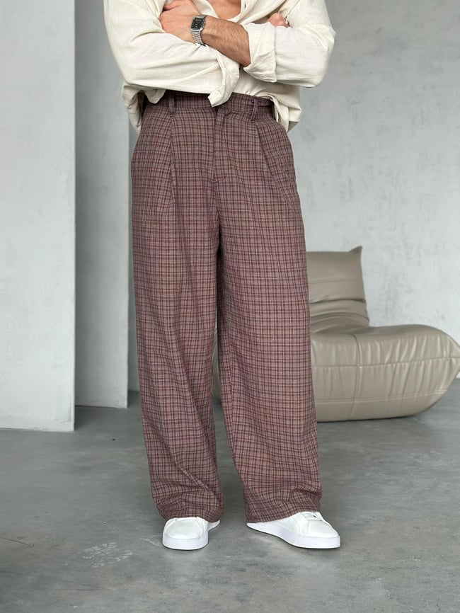 Old Money Baggy Kumaş Pantolon Kahverengi