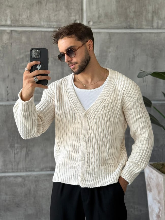 Örme Basic Hırka Ekru K