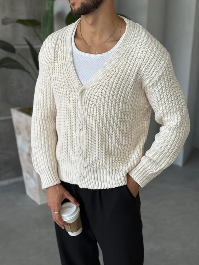 Örme Basic Hırka Ekru K