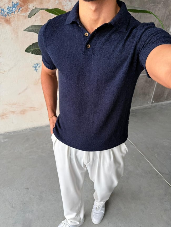 Örme Basic Polo Yaka M - Lacivert