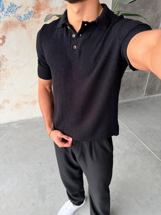 Örme Basic Polo Yaka M - Siyah