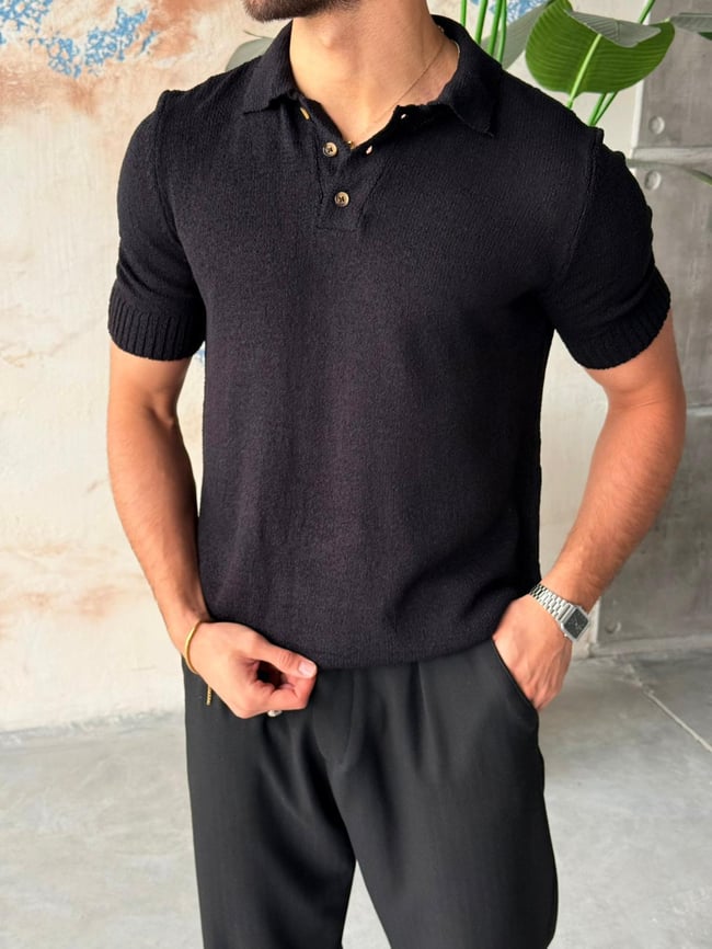Örme Basic Polo Yaka M - Siyah