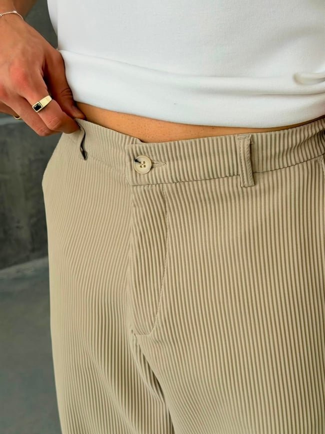 OTTOMAN KUMAŞ BAGGY PANTOLON  -BEJ