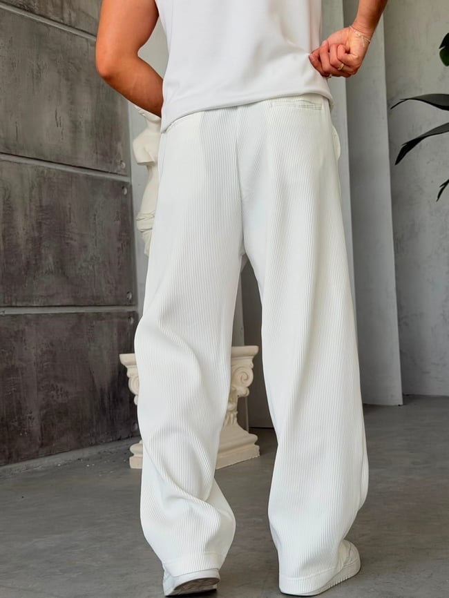 OTTOMAN KUMAŞ BAGGY PANTOLON  -BEYAZ
