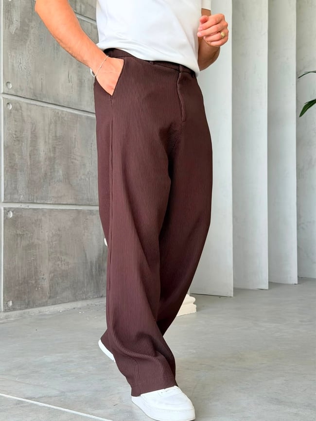 OTTOMAN KUMAŞ BAGGY PANTOLON  -KAHVE