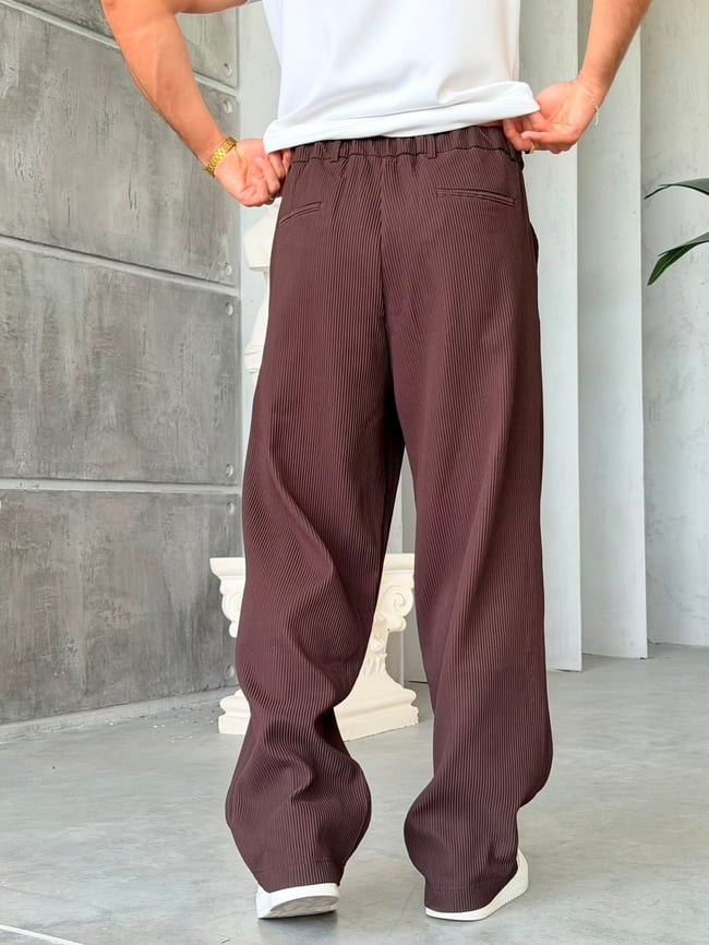 OTTOMAN KUMAŞ BAGGY PANTOLON  -KAHVE