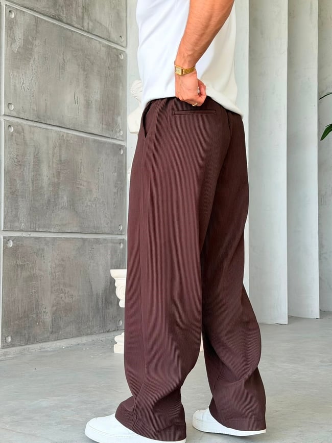 OTTOMAN KUMAŞ BAGGY PANTOLON  -KAHVE