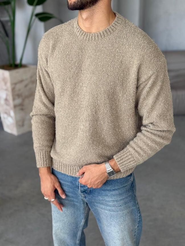 Oversize Basic Triko Bej K