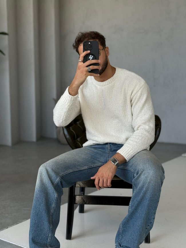 Oversize Basic Triko Ekru K