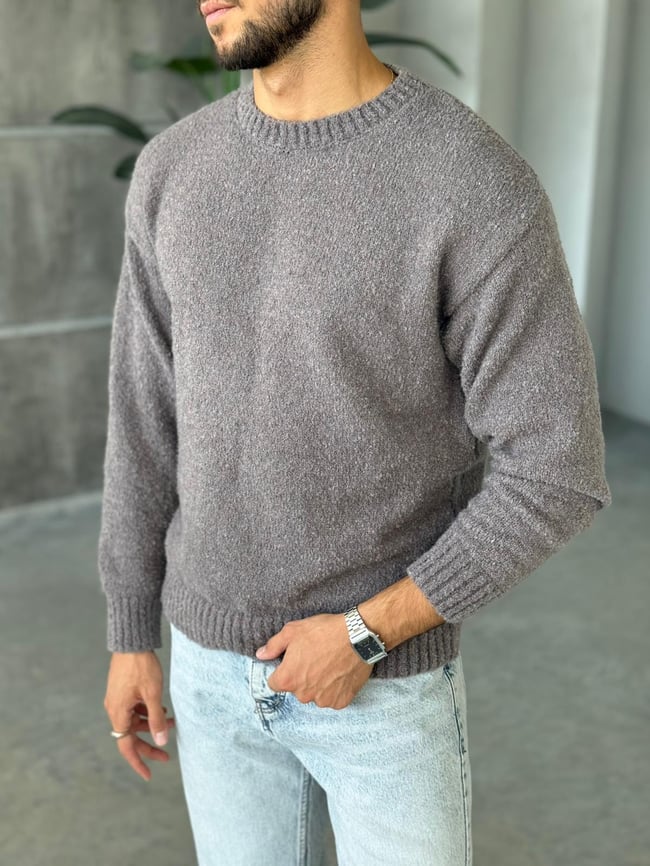 Oversize Basic Triko Gri K