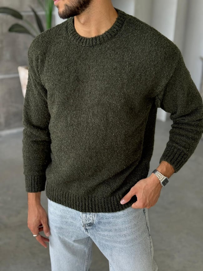 Oversize Basic Triko Haki K
