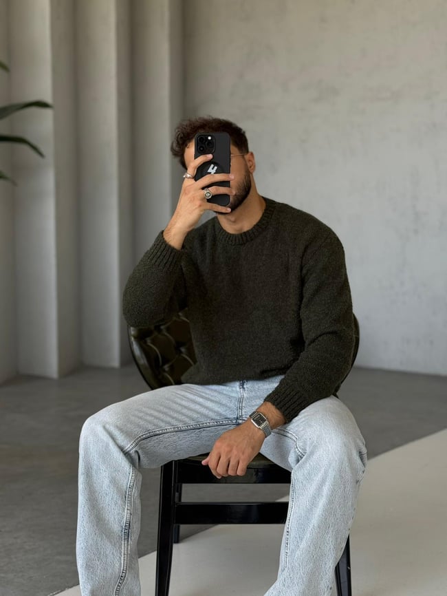 Oversize Basic Triko Haki K
