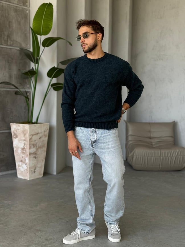 Oversize Basic Triko Petrol K
