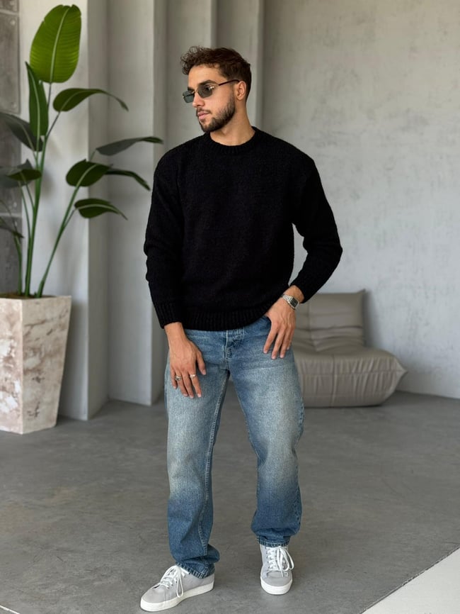 Oversize Basic Triko Siyah K