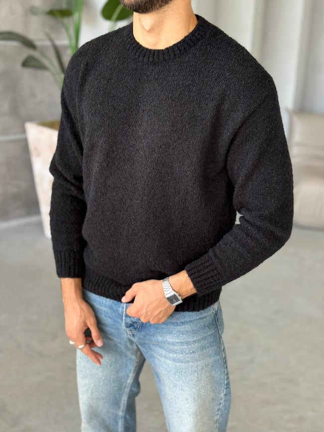 Oversize Basic Triko Siyah K