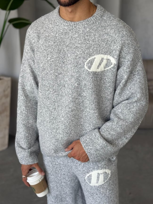 Oversize Triko Takım Gri