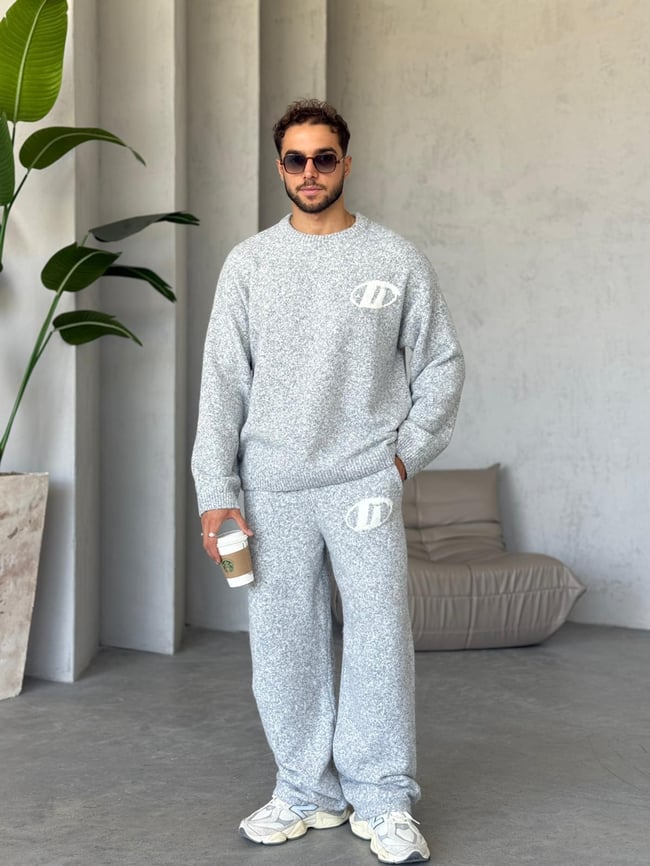 Oversize Triko Takım Gri