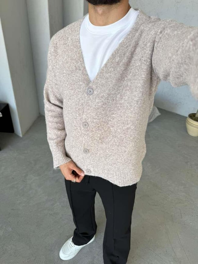 OVERSİZE YÜN HIRKA - Bej