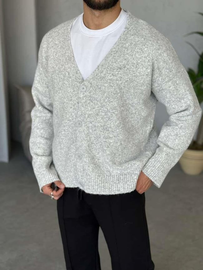 OVERSİZE YÜN HIRKA - Gri