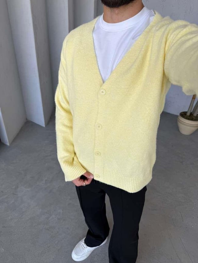 OVERSİZE YÜN HIRKA - Sarı