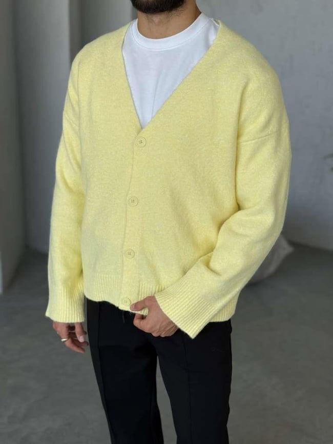 OVERSİZE YÜN HIRKA - Sarı