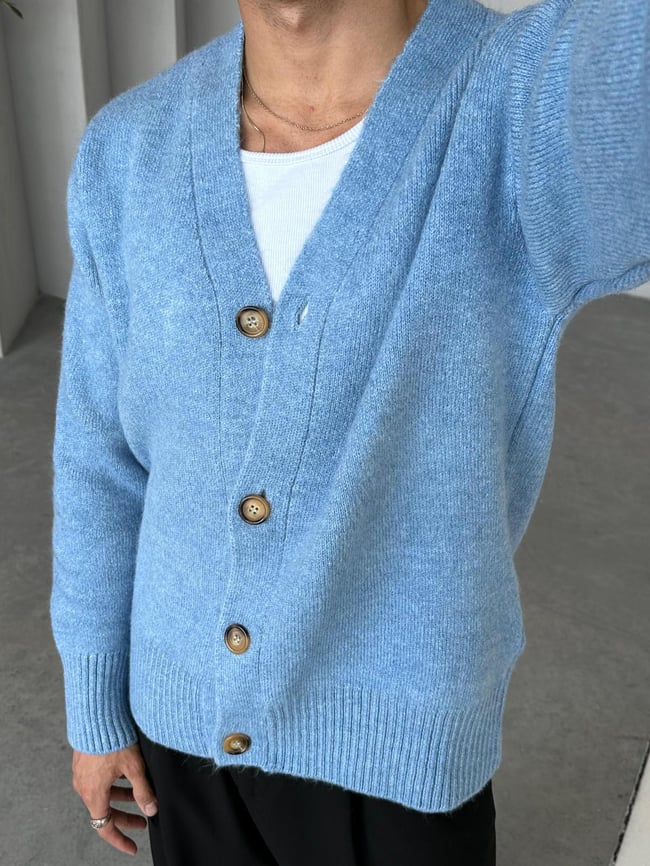 Oversize Yün Örme Bebe Mavi M