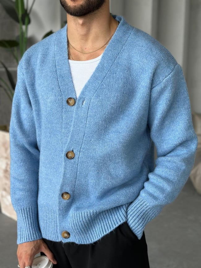 Oversize Yün Örme Bebe Mavi M