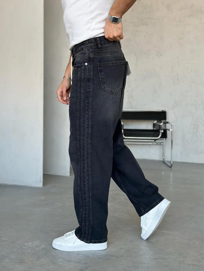P1002 Nakış Şerit detaylı baggy pantolon G 