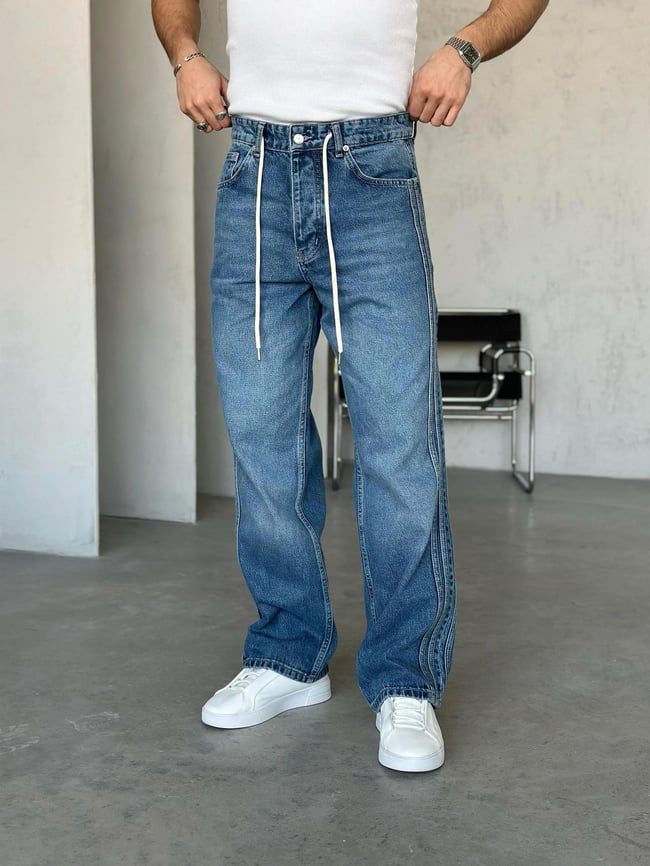 P1003 Nakış Şerit detaylı baggy pantolon G 