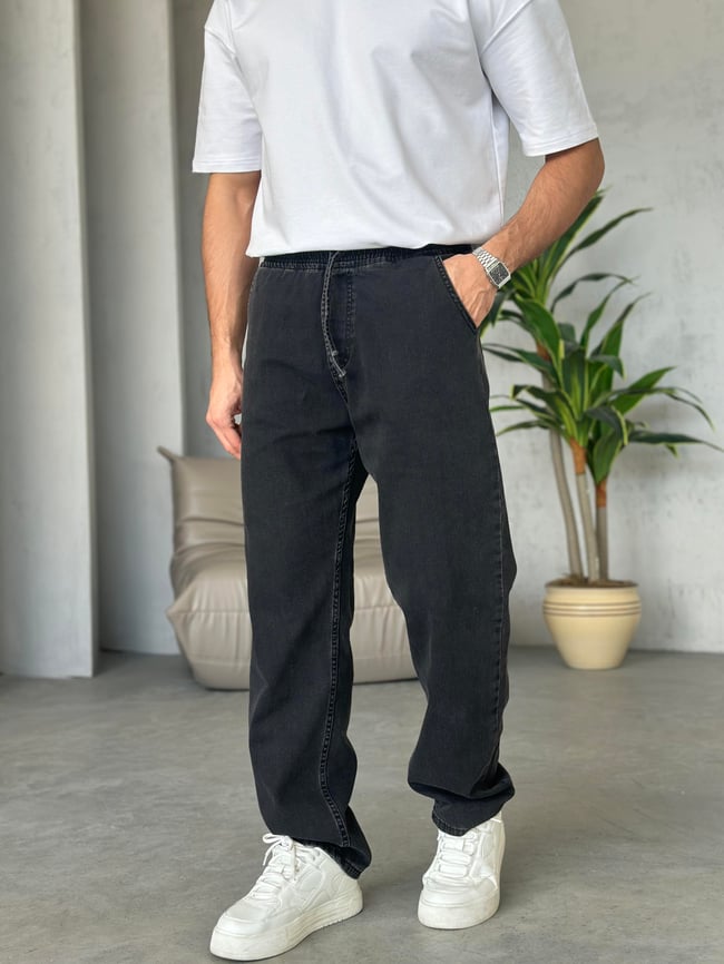 P28512 Füme bel lastik baggy pantolon