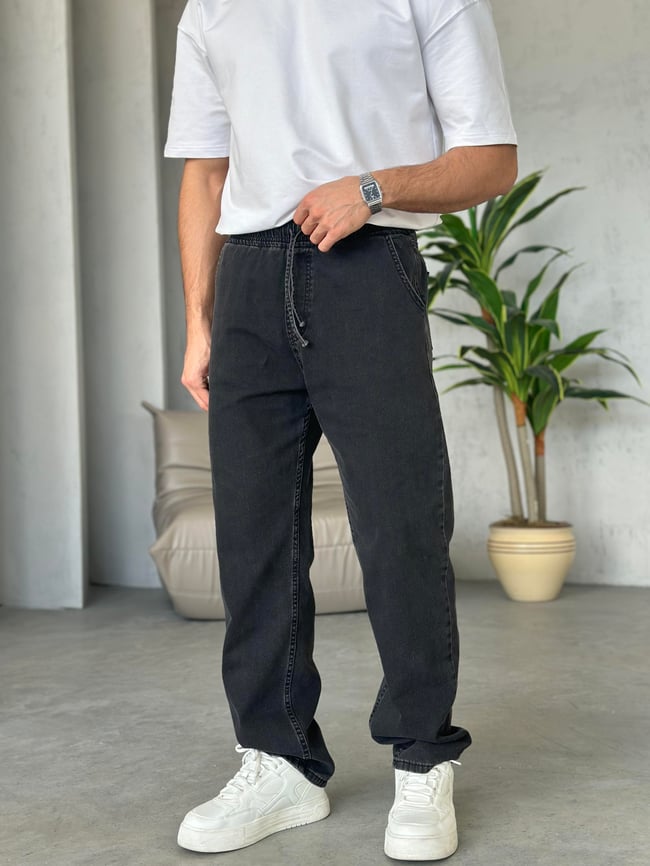 P28512 Füme bel lastik baggy pantolon
