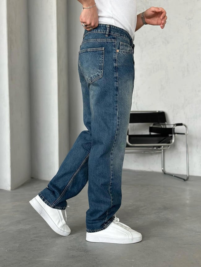 P29470 Tasarım Yıkamalı Dikişli Baggy Pantolon