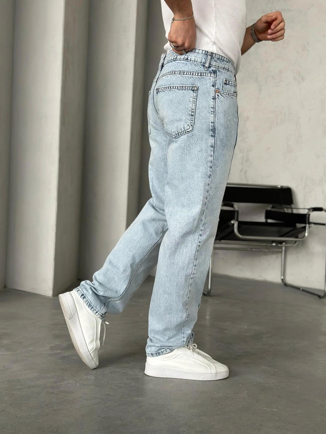 P29471 Tasarım Kar Yıkamalı Dikişli Baggy Pantolon