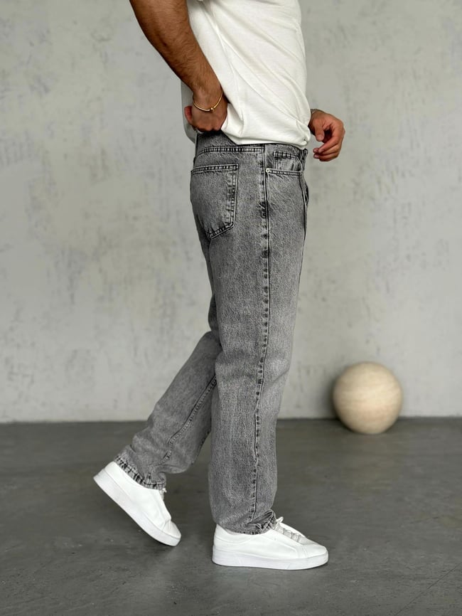 P29472 Tasarım Füme Yıkamalı Dikişli Baggy Pantolon