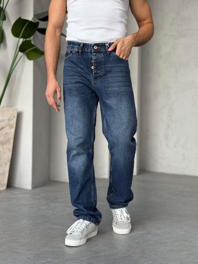 P3189 KOYU MAVİ BAGGY KOT PANTOLON