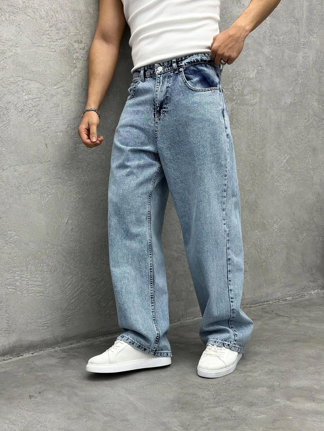 P430 MAVİ Ekstra Bol Baggy Pantolon