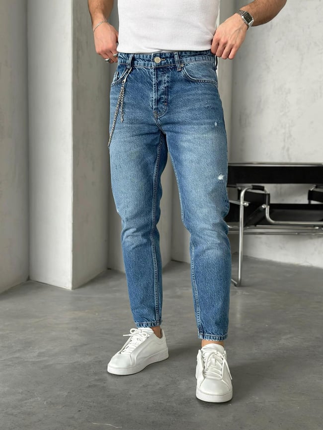 P50260 Mavi efektli boyfriend kot pantolon