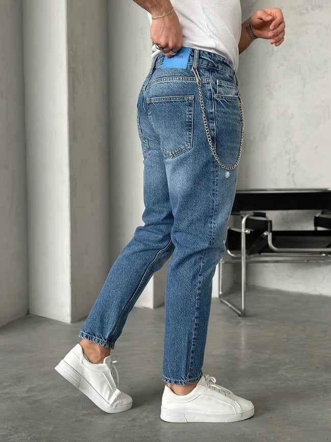 P50260 Mavi efektli boyfriend kot pantolon