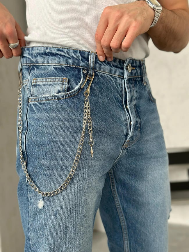 P50260 Mavi efektli boyfriend kot pantolon