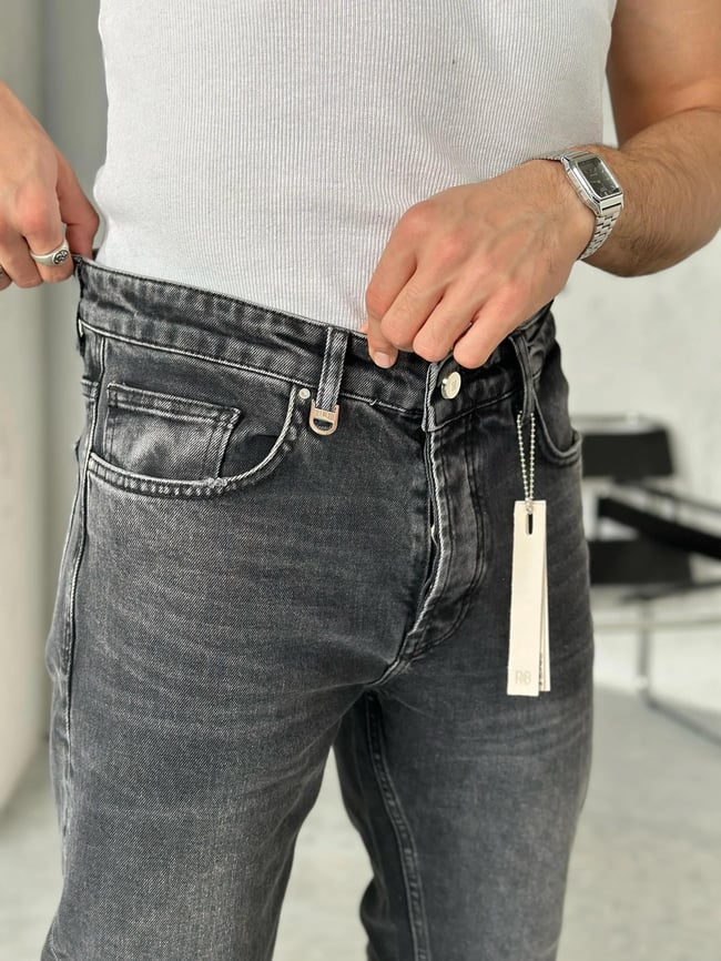 P50300 Taşlamalı Füme boyfriend kot pantolon