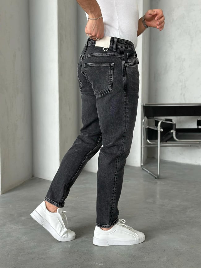 P50300 Taşlamalı Füme boyfriend kot pantolon