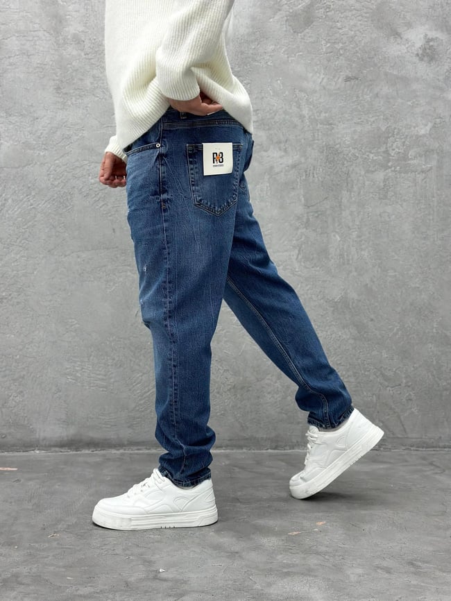 P518 Yikamali Mavi Detayli Boyfriend Pantolon R