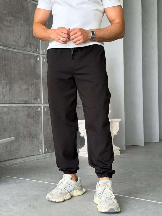 PAÇA LASTİK DUBBLE FACE KUMAŞ EŞOFMAN -SİYAH 