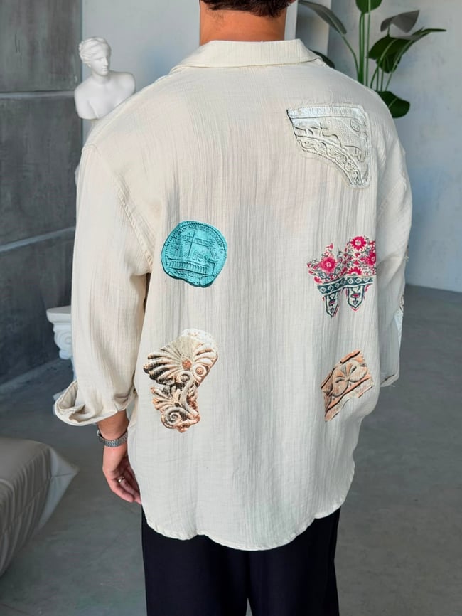 Patch Oversize Gömlek - BEJ