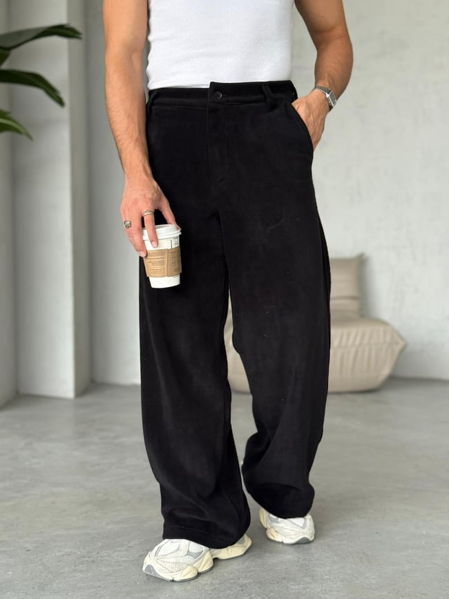 POLAR KUMAŞ BAGGY PANTOLON SİYAH