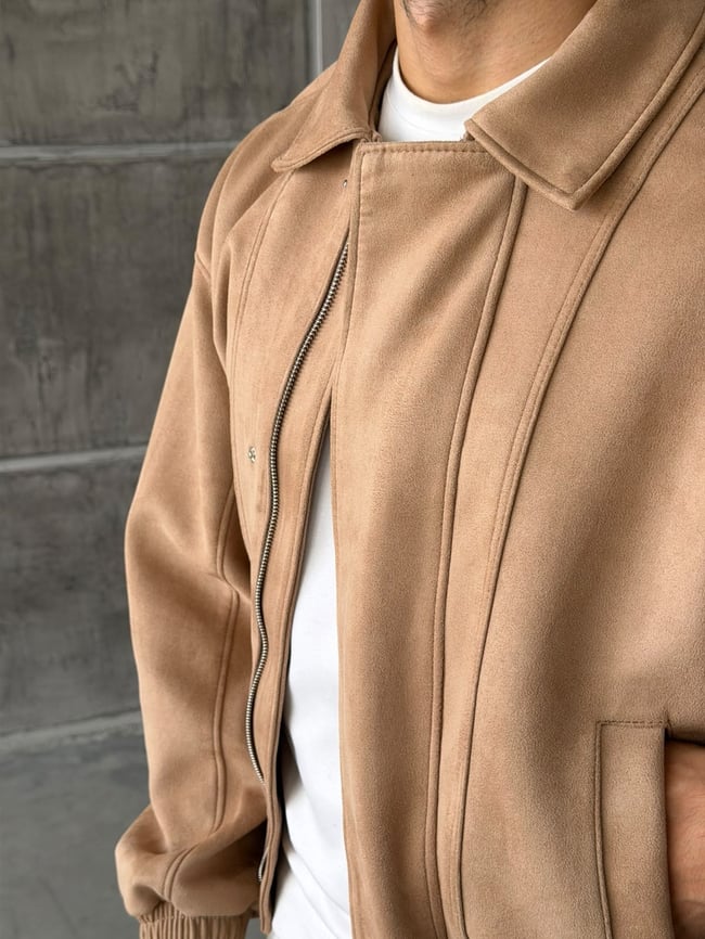 Premium Bomber Nubuk Ceket T Camel