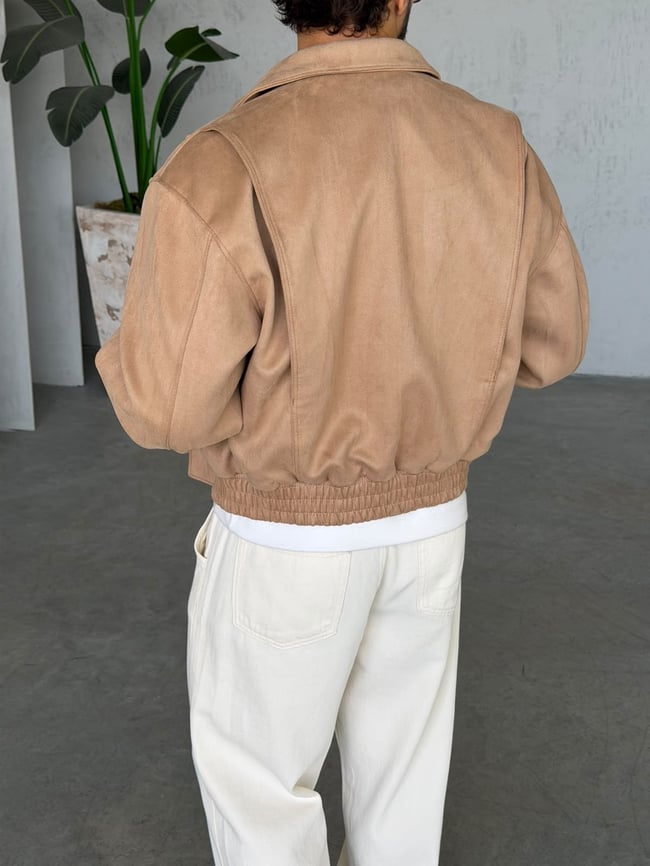 Premium Bomber Nubuk Ceket T Camel