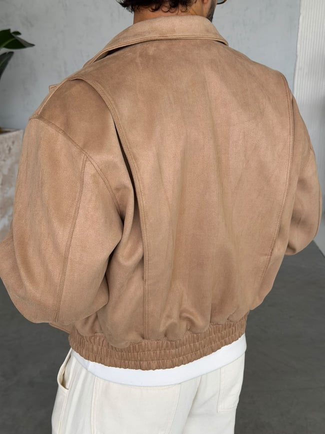 Premium Bomber Nubuk Ceket T Camel