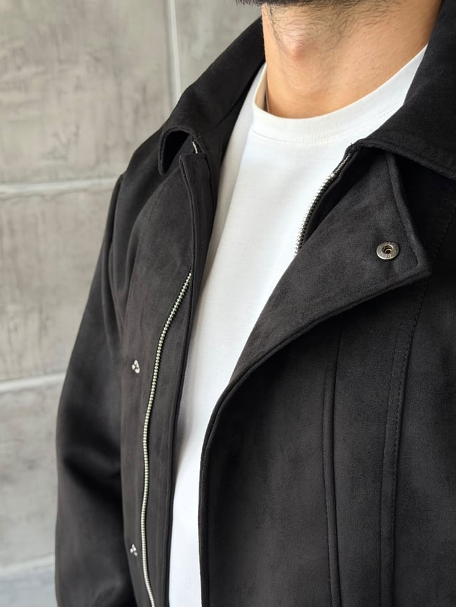 Premium Bomber Nubuk Ceket T Siyah